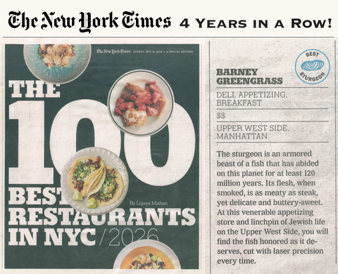 New York Times: Barney Greengrass - 100 Best Restaurants in 2026